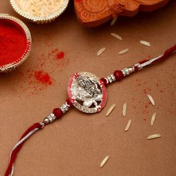 Voylla Silver Toned Ganesha Red Thread Rakhi-53