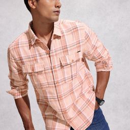 WROGN Pure Cotton Comfort Fit Tartan Checks Opaque Casual Shirt-image-7