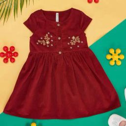Pantaloons Baby Maroon Cotton Embroidered Dress-image-73