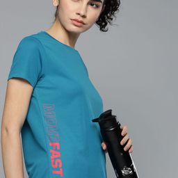 Slazenger Women Teal Blue Printed Antibacterial Running T-shirt-image-43