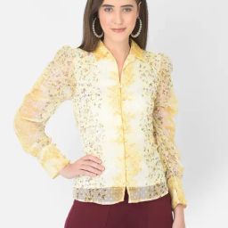 Latin Quarters Yellow & White Printed Top-image-34