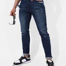 Campus Sutra Blue Regular Fit Distressed Jeans-image-53