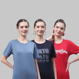 Vimal Jonney Blue & Pink Cotton Printed Sports T-Shirt - Pack Of 3-picture-28
