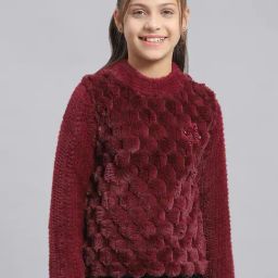 Monte Carlo Kids Wine Self Design Full Sleeves Sweatshirt-image-69