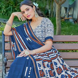Panzora Zari Block Print Saree image 3
