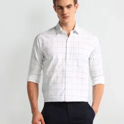 Arrow White Cotton Slim Fit Checks Shirt-picture-30