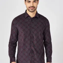 Byford By Pantaloons Purple Cotton Slim Fit Printed Shirt-image-92
