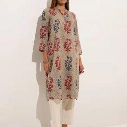 Utsa by Westside Indigo Botanical Printed Straight Cotton Kurta-image-95