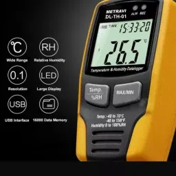 Metravi Temperature and Humidity Data Logger ±1°C Yellow, DL-TH-01 image 2