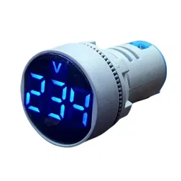 JIGO 22.5 mm Round Shape LED Indicator With Voltmeter in Blue Color, JG-AD22.5V (Pack of 10)-13
