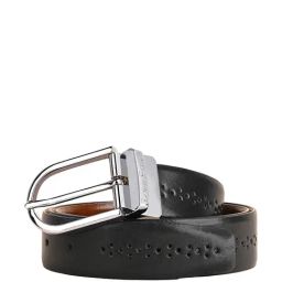 Louis Stitch Spanish Black & Brown Leather Reversible Belt For Men-image-61