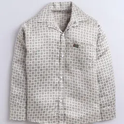 Fourfolds Boys Beige Regular Fit Printed Shirt-picture-29