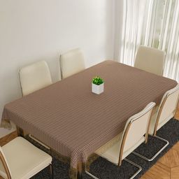 Aura Brown Geometric Printed Anti-Skid Plastic 6-Seater Table Cover-image-18