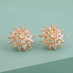 Kushal's Fashion Jewellery Champagne Gold Polished Zircon Earring for Women-picture-12