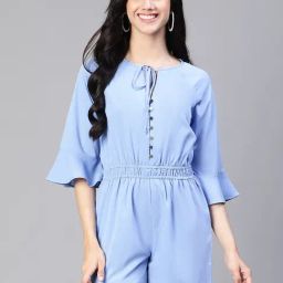 Oxolloxo Sky Blue Above knee Playsuit-image-1