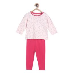 MINIKLUB Girls Pink Printed Full Sleeves T-Shirt with Pants-image-36
