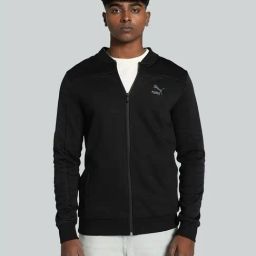 Puma Black Cotton Slim Fit Sports Jacket-image-87