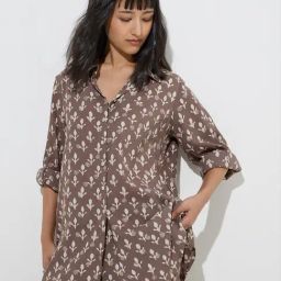 Utsa by Westside Taupe Botanical Printed Tunic-picture-47