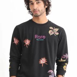 Rare Rabbit Black Relaxed Fit Floral Sweatshirt-image-78