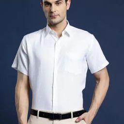 Hancock White Slim Fit Solid Shirts-picture-15