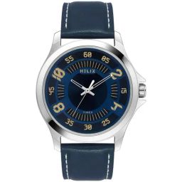 Helix By Timex Blue Round Dial Analog Leather Men Watch - TW055HG01-33