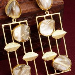 Panash Gold-Plated Stone-Studded Handcrafted Dangler Earrings-23