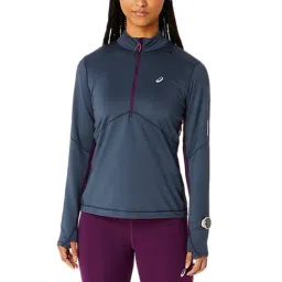 Asics Winter Run 1/2 Zip Mid Layer Blue T-Shirt-image-68