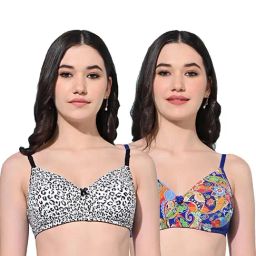 FIMS Black & Blue Printed Bras - Pack Of 2-image-96