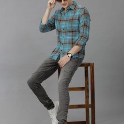 Voi Jeans Men Classic Slim Fit Tartan Checks Opaque Checked Casual Shirt-image-18
