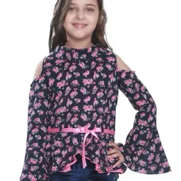 Cutecumber Kids Navy Printed Top With Belt-image-98