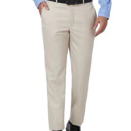Park Avenue Beige Regular Fit Self Design Flat Front Trousers-image-75