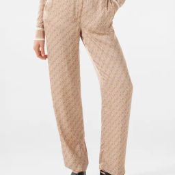 Forever New Beige & White Viscose Printed Regular Fit High Rise Pants-picture-32