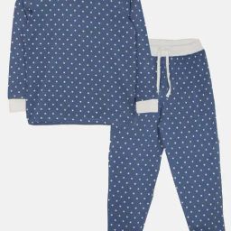 Kiddopanti Kids Navy Printed Full Sleeves T-Shirt with Trackpants-image-94