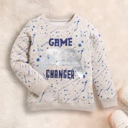 Nino Bambino Kids Beige Printed Full Sleeves Sweatshirt-image-71