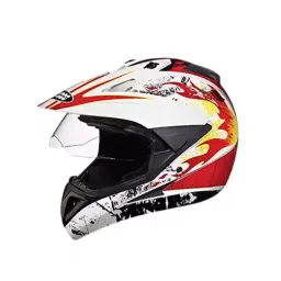 Studds N10 White Xtra Large (600 mm) Off Road-Full Face Helmet, Motocross D3 Decor With Visor-image-61