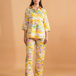 Belfry Printed Shirt Collar Shirt & Trousers Co-Ords Set-image-79