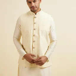 Manyavar Embroidered Woven Nehru Jacket-image-57