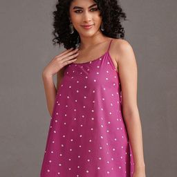 JAYPORE Women Polka Dots Printed Shoulder Straps Cotton Top-image-74