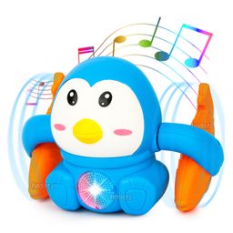 Fiddlerz Battery Operated  Tumbling Penguin Electric Musical Toy With Voice Control Sensor Light Music And Fish Rotating Arm Sound (Color May Vary)-12