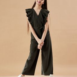 Cherry & Jerry Short Flutter Sleeves Tie Up Detail  Jumpsuit - Olive Green-picture-20