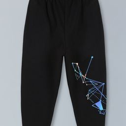 Kiddopanti Geometric Trigonometry Design Printed Leggings - Black-image-4