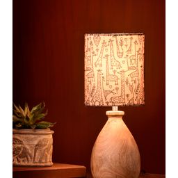 Green Girgit Wooden Dome Table Lamp Animal Printed Shade-22