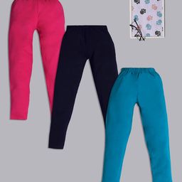 RAINE AND JAINE Pack Of 3  Full Length Leggings  - Navy Fuchsia Pink & Turquoise-image-26