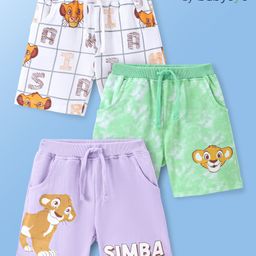 Babyoye Disney Cotton Knit Shorts with Lion King Graphics Pack of 3 - Multicolour-image-18