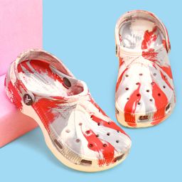 Pine Kids Clogs with Back Straps - White & Red-picture-22
