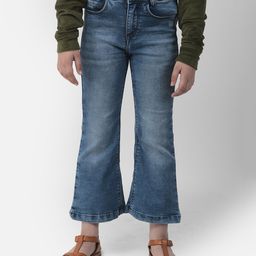 CRIMSOUNE CLUB Mild Washed Bell Bottom Jeans - Blue-image-10