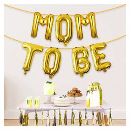 Zyozi Gold Mom To Be Foil Balloons Banner, Baby Shower Decorations Backdrop Kit-image-49