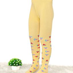 Cute Walk by Babyhug Cotton Elastane Anti Bacterial Footed Tights Watermelon Design - Mustard-image-8