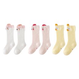 SYGA Set of 3 Cotton Knitted Socks - White & Pink & Yellow-image-30