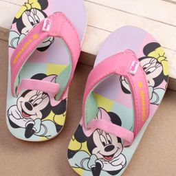 Cute Walk by Babyhug Disney Minnie Mouse Printed Flip Flops with Back Strap - Pink-image-89